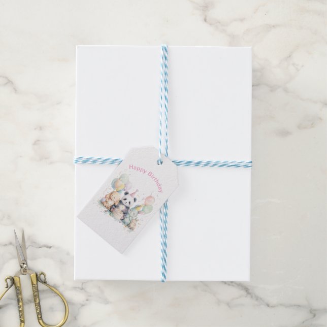 Adorable Panda Animal Birthday Gift Tag (With Twine)