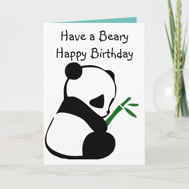 Adorable Panda bamboo birthday celebration Card (Front)