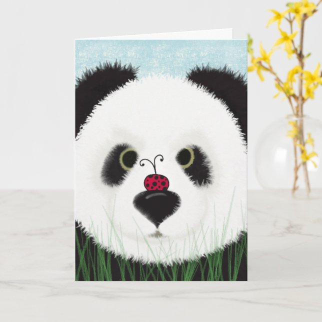 Adorable Panda Bear Card (Yellow Flower)