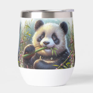 Adorable Panda Bear Eating Bamboo