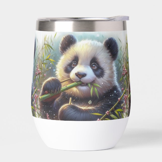 Adorable Panda Bear Eating Bamboo (Left)