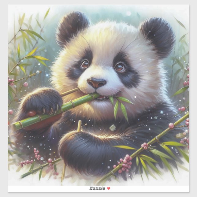 Adorable Panda Bear Eating Bamboo (Sheet)