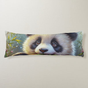 Adorable Panda Bear Eating Bamboo Body Cushion