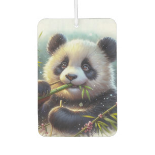 Adorable Panda Bear Eating Bamboo Car Air Freshener