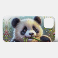 Adorable Panda Bear Eating Bamboo