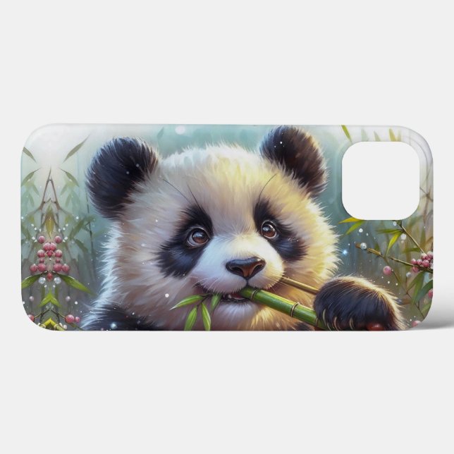 Adorable Panda Bear Eating Bamboo Case-Mate iPhone Case (Back (Horizontal))