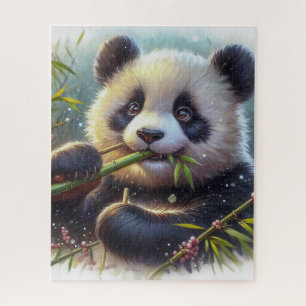 Adorable Panda Bear Eating Bamboo Jigsaw Puzzle
