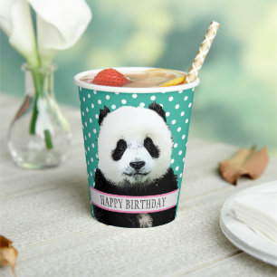 Adorable Panda Bear Kid's Happy Birthday Animal  Paper Cups