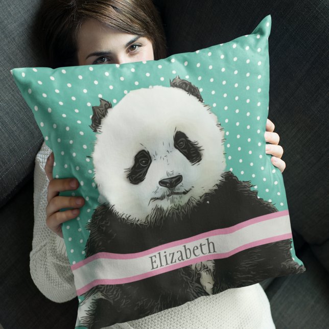Adorable Panda Bear Name Kids Room Animal Cushion (Creator Uploaded)