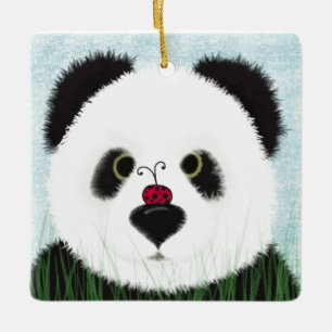 Adorable Panda Bear Painting Ceramic Ornament