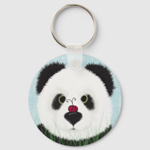 Adorable Panda Bear Painting Key Ring