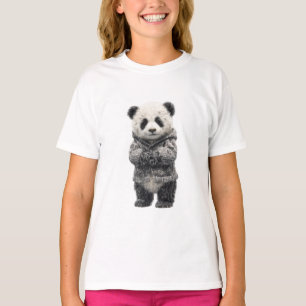 Adorable Panda Bear Standing Kids T-Shirt