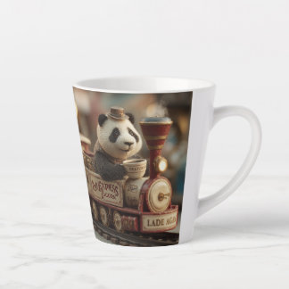  Adorable Panda Figurine on a Vintage Toy Train Latte Mug