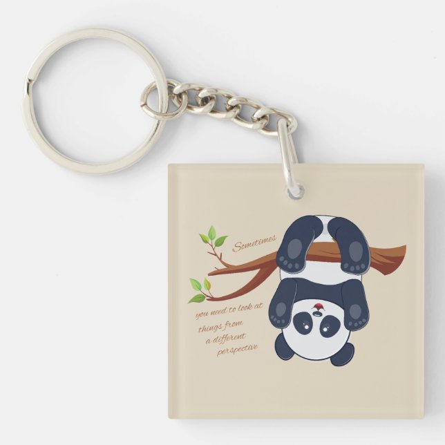 adorable panda hanging upside down key ring (Front)