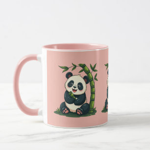 Adorable Panda Hugging Bamboo Cute Cartoon Art Mug