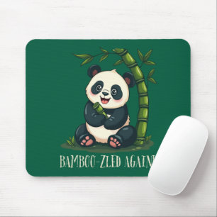 Adorable Panda Hugging Bamboo Cute Cartoon Green Mouse Mat