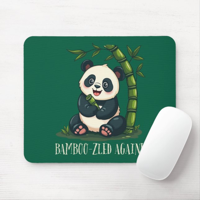 Adorable Panda Hugging Bamboo Cute Cartoon Green Mouse Mat (With Mouse)