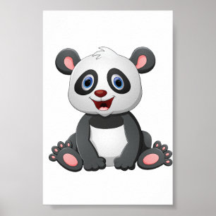 Adorable Panda Illustration Printable Poster