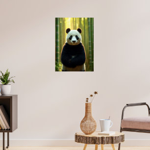 Adorable Panda in a Bamboo Forest Poster