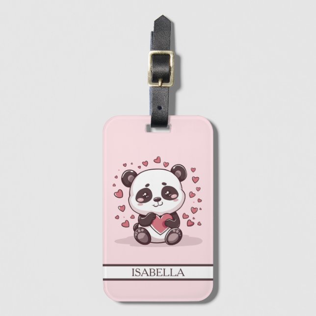 Adorable Panda Love - Personalised Luggage Tag (Front Vertical)