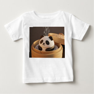 Adorable Panda Mochi in Bamboo Steamer Baby T-Shirt