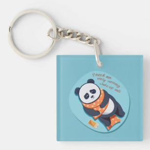 adorable panda need morning call key ring
