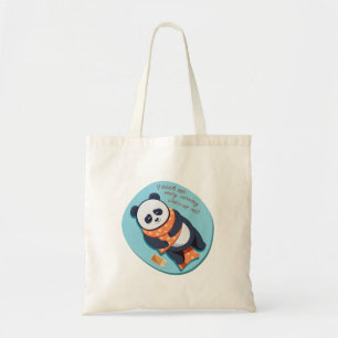 adorable panda need morning call tote bag