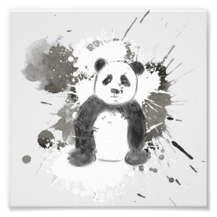 Adorable panda sketch photo print