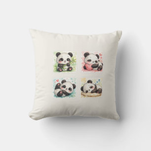 Adorable Panda Throw Pillow