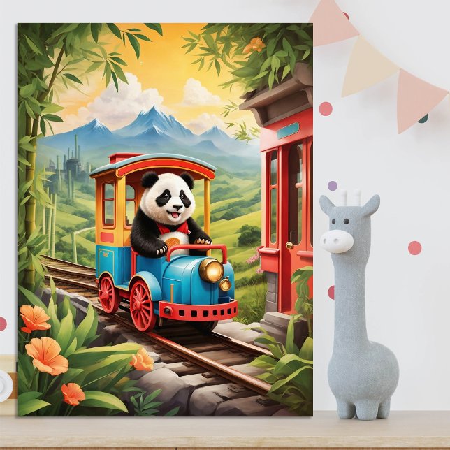 Adorable Panda Train Ride AI Art  Poster (Creator Uploaded)