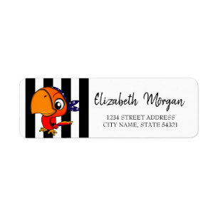 Adorable Parot ,Black Stripes  Address Label