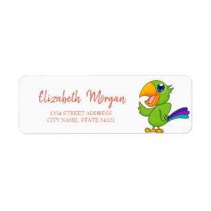 Adorable  Parrot , White Address Label