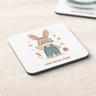 Adorable Pastel Bunny Farmer - Decorative Coaster
