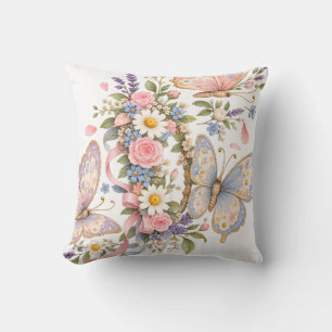 Adorable Pastel Butterfly Art Cushion