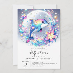  Adorable Pastel Dolphin Baby Shower Invitation