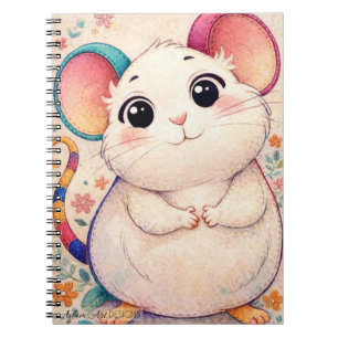 Adorable Pastel Mouse Illustration Cute Kawaii Notebook