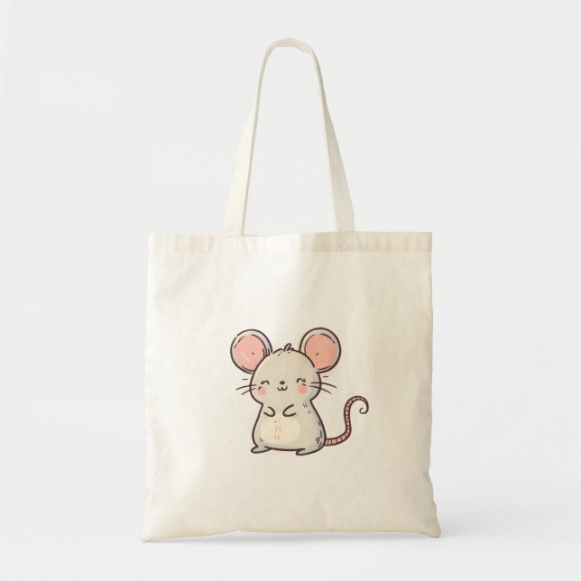 Adorable Pastel Mouse – Kawaii Cute Design Tote Bag (Front)