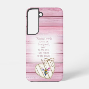 Adorable Pastel Pink Wood Heart Rainbow Bee Faith Samsung Galaxy Case