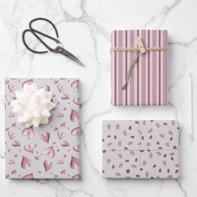 Adorable Pastel Pinks Wrapping Paper Sheets (Front)