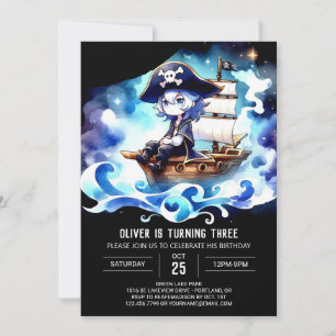 Adorable Pastel Pirate Birthday Invitation