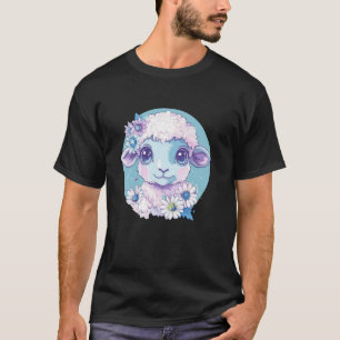 Adorable Pastel Sheep With Daisies T-Shirt
