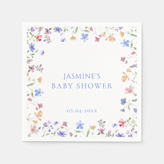 Adorable Pastel Wildflower Garden Baby Shower Napkin (Front)