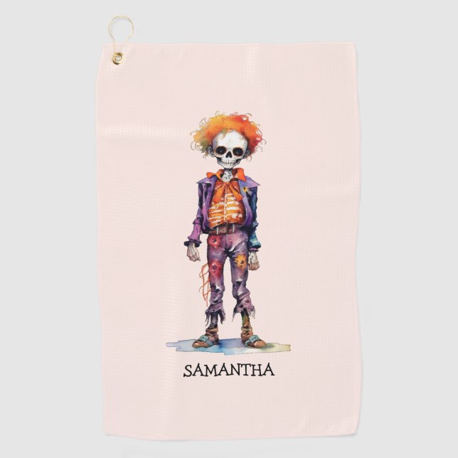 Adorable Pastel Zombie - Cute Halloween Golf Towel (Front)