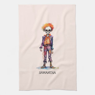Adorable Pastel Zombie - Cute Halloween Tea Towel