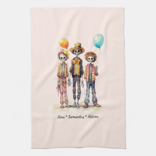 Adorable Pastel Zombie Trio - Cute Halloween (2) Tea Towel