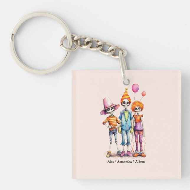Adorable Pastel Zombie Trio - Cute Halloween (3) Key Ring (Front)