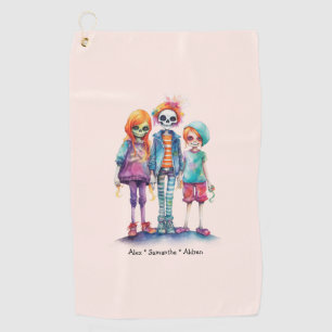 Adorable Pastel Zombie Trio - Cute Halloween Golf Towel