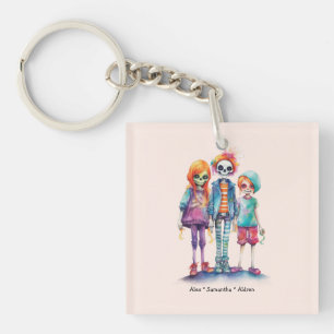 Adorable Pastel Zombie Trio - Cute Halloween Key Ring