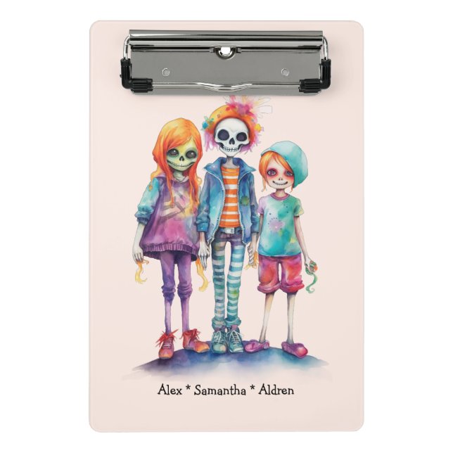Adorable Pastel Zombie Trio - Cute Halloween Mini Clipboard (Front)