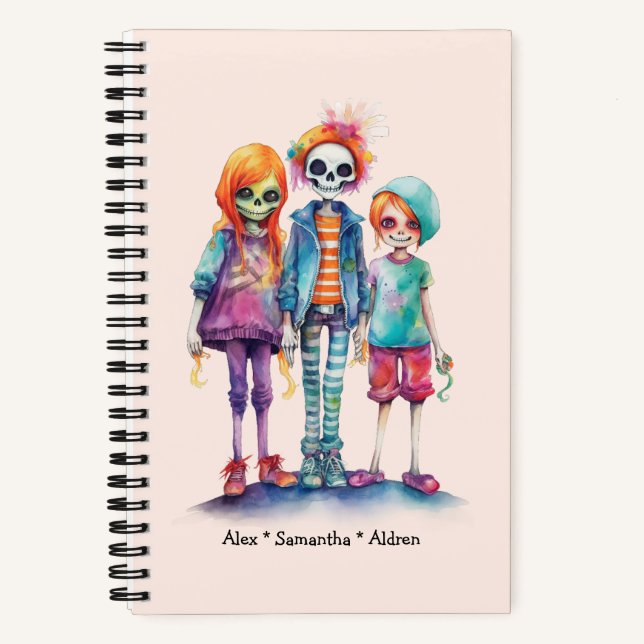 Adorable Pastel Zombie Trio - Cute Halloween Notebook (Front)